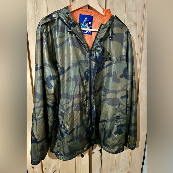 The Camo Poly Mesh Lined Windbreaker by Beautiful Giant Camouflage Hooded Jacket - Picture 2 of 5